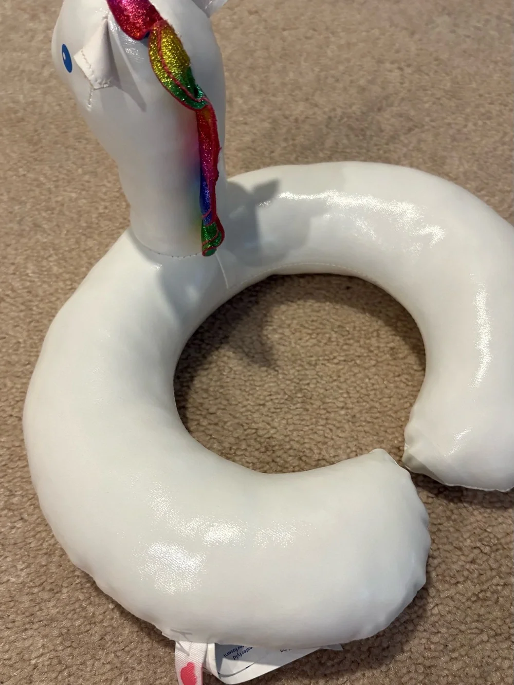 Build-A-Bear White Unicorn Swim Ring with Silver Horn and Pink Accents